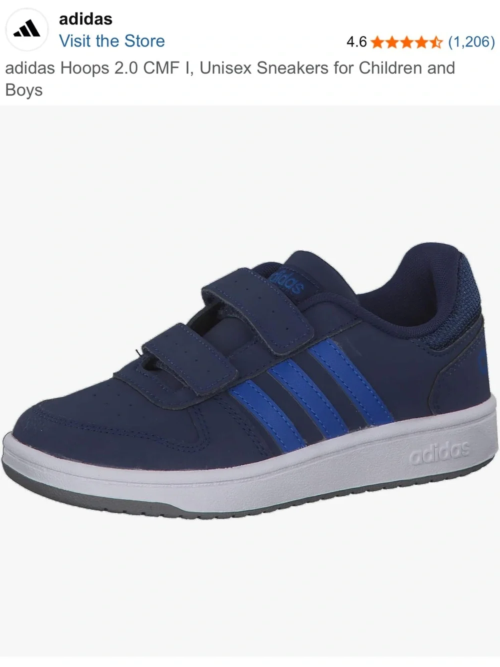 Adidas Hoops 2.0 CMF I, Boys sneakers Navy blue Size US 2.5 (Eur 34) Barely worn